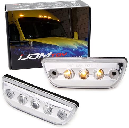 iJDMTOY 5pc Amber Lens Super Bright Amber Full LED Front Cab Roof Marker Lights Compatible with Kenworth T680 T770 T880, Peterbilt 579 Semi-Truck in Saudi Arabia