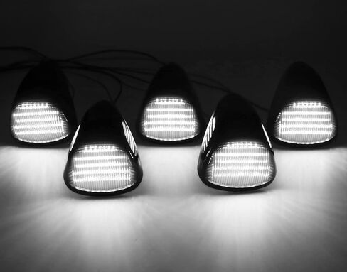 أضواء علامة سقف الكابينة LED متوافقة مع F250 F350 F450 F550 99-16 ولـ F650 F750 04-17 مجموعات استبدال مصباح الجري العلوي 5 قطع (عدسة دخان وضوء أبيض) in Saudi Arabia