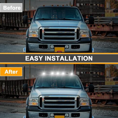 أضواء علامة سقف الكابينة LED متوافقة مع F250 F350 F450 F550 99-16 ولـ F650 F750 04-17 مجموعات استبدال مصباح الجري العلوي 5 قطع (عدسة دخان وضوء أبيض) in Saudi Arabia