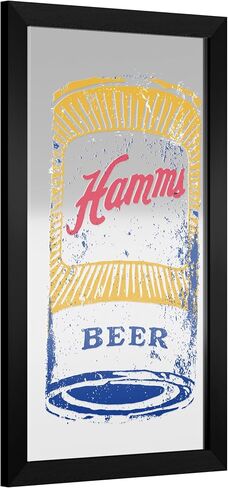 Wall Mirror - Ready-to-Hang Hamm's Can Black Framed Rectangle Mirror - for Pub, Game Room, Garage or Home Bar in Saudi Arabia