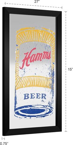 Wall Mirror - Ready-to-Hang Hamm's Can Black Framed Rectangle Mirror - for Pub, Game Room, Garage or Home Bar in Saudi Arabia