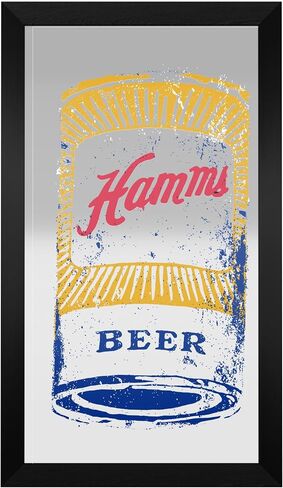 Wall Mirror - Ready-to-Hang Hamm's Can Black Framed Rectangle Mirror - for Pub, Game Room, Garage or Home Bar in Saudi Arabia