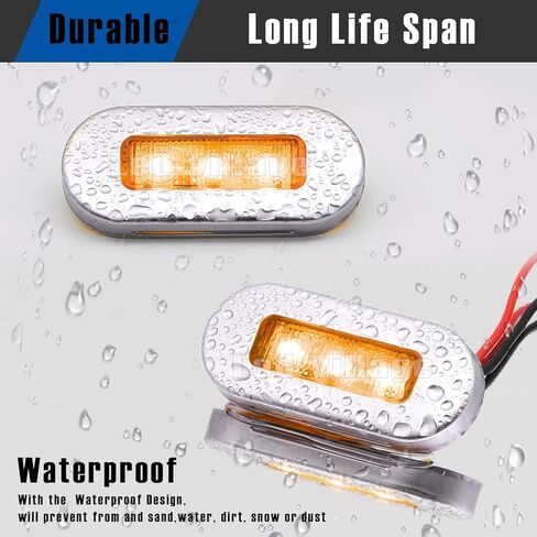 [عبوة من 10] مصباح Ledvillage بيضاوي LED كهرماني مقاس 3 بوصات مع مصباح علامة من الفولاذ المقاوم للصدأ من الكروم عالمي لشاحنة الحافلات واليخوت 12 فولت تيار مستمر استهلاك منخفض للأشعة فوق البنفسجية 12 in Kuwait