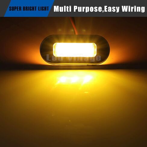 [عبوة من 10] مصباح Ledvillage بيضاوي LED كهرماني مقاس 3 بوصات مع مصباح علامة من الفولاذ المقاوم للصدأ من الكروم عالمي لشاحنة الحافلات واليخوت 12 فولت تيار مستمر استهلاك منخفض للأشعة فوق البنفسجية 12 in Kuwait