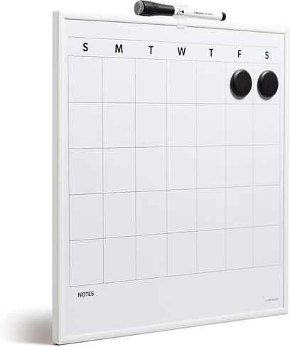 U Brands Magnetic Dry Erase Wall Calendar Board, 14"x14", Black Metal Frame, includes Magnets and Marker in Saudi Arabia