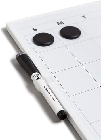 U Brands Magnetic Dry Erase Wall Calendar Board, 14"x14", Black Metal Frame, includes Magnets and Marker in Saudi Arabia