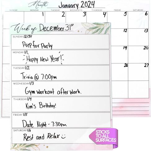 Graceful By Design's Flexible Stick Monthly & Weekly Calendar Set: Versatile and Repositionable 2024 Wall Calendar and Planning Solution for Busy Moms in Kuwait