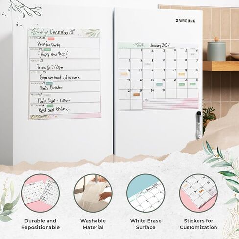 Graceful By Design's Flexible Stick Monthly & Weekly Calendar Set: Versatile and Repositionable 2024 Wall Calendar and Planning Solution for Busy Moms in Kuwait