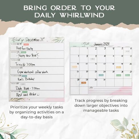 Graceful By Design's Flexible Stick Monthly & Weekly Calendar Set: Versatile and Repositionable 2024 Wall Calendar and Planning Solution for Busy Moms in Kuwait