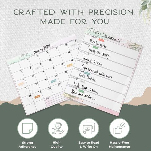 Graceful By Design's Flexible Stick Monthly & Weekly Calendar Set: Versatile and Repositionable 2024 Wall Calendar and Planning Solution for Busy Moms in Kuwait