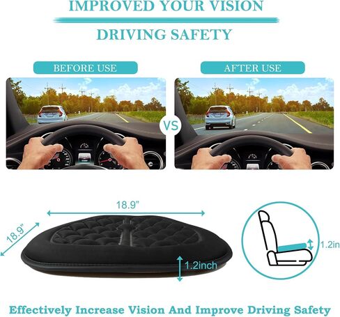 Big Ant Car Seat Cushion, Comfort Memory Foam Driver Seat Cushion Improve Driving View, Sciatica and Lower Back Pain Relief, Seat Cushions for Car Seat Driver, Office Chair, Wheelchair - Black in Kuwait