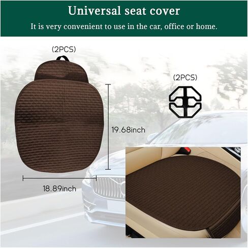 2 PCS Car Seat Covers Cushion Pad, Breathable Anti-Slip Auto Front Seat Protector Mat with Storage Pocket, Comfortable Front Seat Cushion Cover for Automotive and Office （Black） in Kuwait
