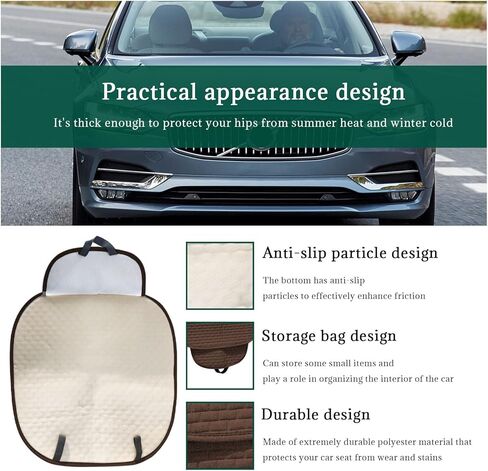 2 PCS Car Seat Covers Cushion Pad, Breathable Anti-Slip Auto Front Seat Protector Mat with Storage Pocket, Comfortable Front Seat Cushion Cover for Automotive and Office （Black） in Kuwait