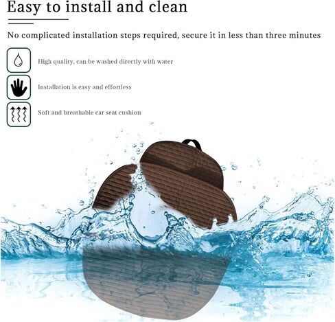 2 PCS Car Seat Covers Cushion Pad, Breathable Anti-Slip Auto Front Seat Protector Mat with Storage Pocket, Comfortable Front Seat Cushion Cover for Automotive and Office （Black） in Kuwait