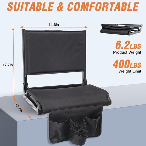 Stadium Seats for Bleachers with Back Support, Bleacher Seats with Backs and Cushion Wide, Portable Folding Padded Comfort Stadium Chair with Shoulder Strap,Perfect for Sports Events (1 Year Warrant) in Saudi Arabia