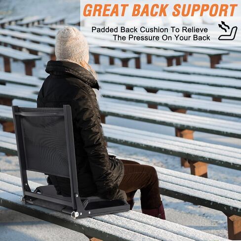 Stadium Seats for Bleachers with Back Support, Bleacher Seats with Backs and Cushion Wide, Portable Folding Padded Comfort Stadium Chair with Shoulder Strap,Perfect for Sports Events (1 Year Warrant) in Saudi Arabia
