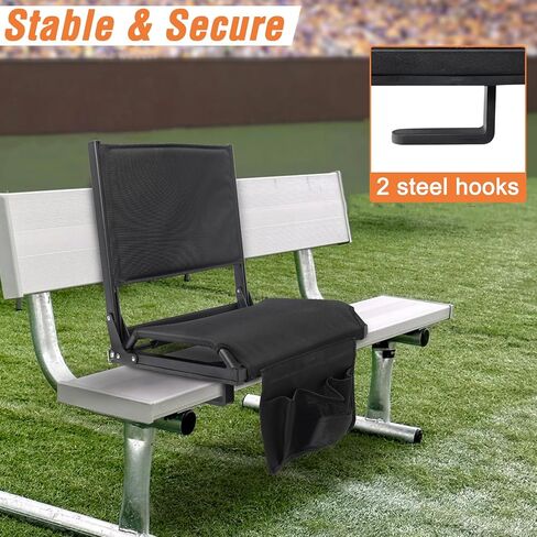 Stadium Seats for Bleachers with Back Support, Bleacher Seats with Backs and Cushion Wide, Portable Folding Padded Comfort Stadium Chair with Shoulder Strap,Perfect for Sports Events (1 Year Warrant) in Saudi Arabia