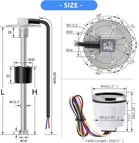 وحدة إرسال الوقود ومجموعة قياس 240-33ohm 7 "مجموعة مرسل مستوى وقود المياه للقوارب البحرية (أبيض) in Kuwait