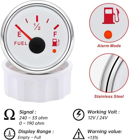وحدة إرسال الوقود ومجموعة قياس 240-33ohm 7 "مجموعة مرسل مستوى وقود المياه للقوارب البحرية (أبيض) in Kuwait