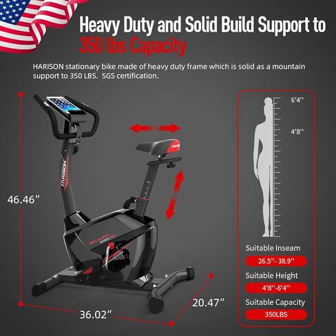 دراجة تمارين داخلية هاريسون ثابتة مع دراجة عمودية مقاومة مغناطيسية لتمارين القلب في المنزل والمكتب in Kuwait