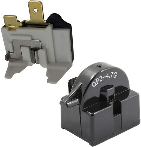 1 قطعة QP2-4.7 بدء التتابع 1 دبوس مع حامي الثلاجة الزائد مناسب لضاغط LG Kenmore Vissani Danby يستبدل QP2-4.7 4.7 أوم PTC Starter 6750C-0005P in Kuwait