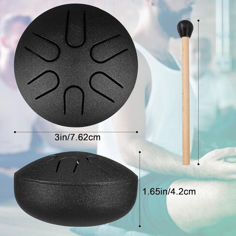 4 قطع طبلة لسان فولاذية للجيب مقاس 3 بوصات و6 ملاحظات براميل يدوية صغيرة هدايا موسيقية صغيرة خالية من القلق مع مطارق الطبل وملصقات الملاحظات للمبتدئين والبالغين والأطفال واليوجا التأمل، 4 ألوان in Kuwait