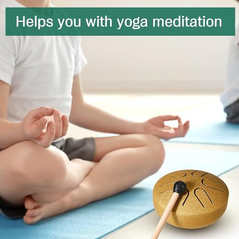 4 قطع طبلة لسان فولاذية للجيب مقاس 3 بوصات و6 ملاحظات براميل يدوية صغيرة هدايا موسيقية صغيرة خالية من القلق مع مطارق الطبل وملصقات الملاحظات للمبتدئين والبالغين والأطفال واليوجا التأمل، 4 ألوان in Kuwait