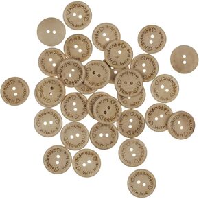 100PCS 3/4inch Wooden Buttons for Crafts 2 Holes Round Shape Wooden Handmade with Love Buttons Wooden Buttons for Sewing Clothing Accessories DIY Crafting Projects Decorations 20mm Wood buttons