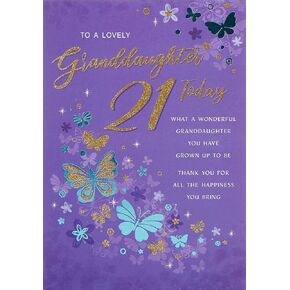 Regal Publishingn Modern Milestone Age Birthday Card 21st Granddaughter -,Green- 9 x 6 inches