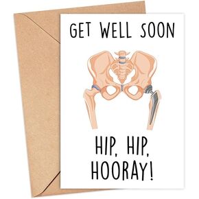 Funny Get Well Card - Get Well Soon Greetings Card For Hip Replacement Surgery - Recovery - Operation And Bypass - Sarcastic Feel Better Greeting - Unwell Joke Notecard For Friends