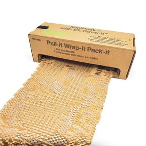 عبوة IDL الأصلية HexcelWrap Honeycomb Packing Kraft Paper 15.25 "× 300 'لفة في مربع مكتسب ذاتيًا ، أبيض - أول تصميم ورق متشابك حاصل على براءة اختراع للشحن