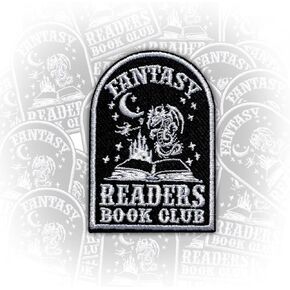 Fantasy Readers Book Club Patch, Romantasy 3 Inches Iron On/Sew On Embroidered Applique Fabric Bookish Patches for Clothes Backpacks Hat Jeans, Dragon Book Embroidery Patches for Book Lover