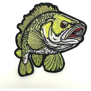 Bass Fish Iron On Patch - Fishing Patches for Jackets, Clothing, Jeans, Hats, Backpacks - 3.5 Inch