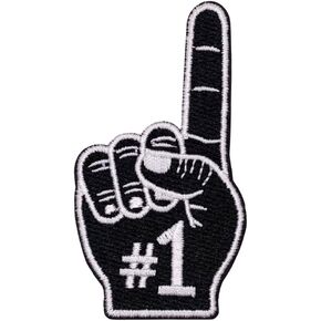 Black One Finger Cheer Patch – 3 inches, Cool Cheer Iron On Patch – Embroidered Game Day Patches for Hats