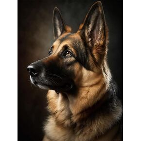 YEEIFFD German Shepherd Diamond Painting Kits for Adults, Animals 5D DIY Diamond Art Kits Full Drill Diamond for Gift Wall Decor Gem Arts 12x16inch