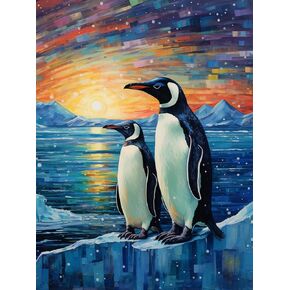 Bimkole 5D Diamond Painting Kits for Adults Penguin, Full Drill Animal Aurora DIY Rhinestone Embroidery Set Paint with Diamonds Art by Number Kits Cross Stitch Home Wall Craft Decoration 12X16 inch
