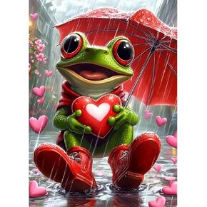 AIRDEA Diamond Art Paintings Kits for Adults,Frog Diamond Art Kits for Adults,12x16 Inch Love Heart and Flog Diamond Art Paintings Kits,Diamond Art Painting Set Complete for Beginners
