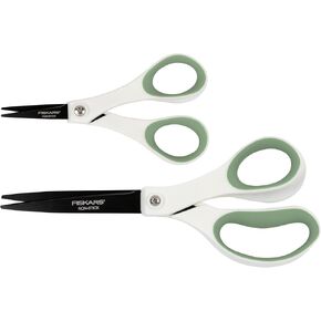 Fiskars Everyday Fashion Scissors, Non-Stick Stainless Steal Blades, Forest Fern, 2-Pack, 8 Inches and 5 Inches