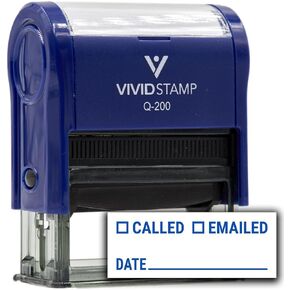 All Quality Called/EMAILED (w Check Boxes & Date line) Self-Inking Rubber Stamp (Blue Ink) - Q-200