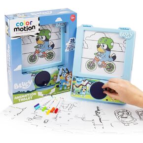 Bluey Motion Animation Tablet - Turn Drawings into Bluey with 20 Design Inserts, Coloring Markers, Drawing Pad