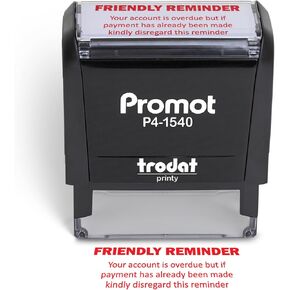 Promot Friendly Reminder Overdue - Self Inking Rubber Stamp - Ink Stamps