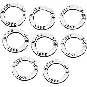 Faith Hope Love 20 Pc Circle Washer Charm Connector Affirmation Ring Jewelry