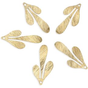 20pcs Adabele Brushed Raw Brass 7-Petal Leaf Component Earring Findings 62mm (2.44 inch) Pendant No Plated/Coated for Jewelry Craft Making CF-B6