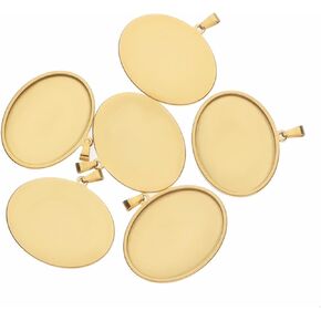 Saunchi 10pcs الفولاذ المقاوم للصدأ من الفولاذ المقاوم للصدأ مطلي بيضاوي كابوشون قلادة فارغة حدود صور لا تنسى صواني الإطار