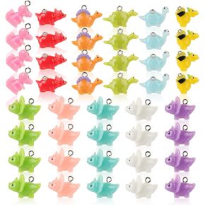 44Pcs Mini Dinosaur Charms Pendants Resin Tiny Animal Charm Pendants Colorful Resin Dinosaur Accessories for DIY Earring Bracelet Necklace Keychain Crafts Supplies for Jewelry Making Decors