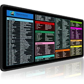 Excel Cheat Sheet Desk Pad, 31.5 x 15.7in, Extended Large Gaming Mouse Pad, Big XXL Computer Keyboard Shortcuts Keys Mat for Desktop, Office Spreadsheet Desk Mats for Keyboard and Laptop, Black