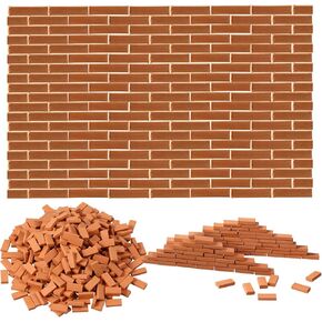 Civaner 350 Pcs Mini Bricks for Landscaping Small Miniature Tiny Model Wall Bricks for Crafts Realistic Fake Blocks for Dollhouse Garden Accessories, 1/35 Scale(Red)