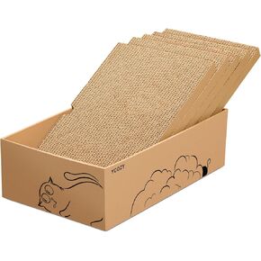 Ycozy Cat Scratcher Box, 5 in 1 Reversible Cardboard Scratching Pads Cat Scratching Board for Cat Paws Cat Scratch Pad 5 PCS Replacement Corrugated Cardboard Refill for Indoor Cats