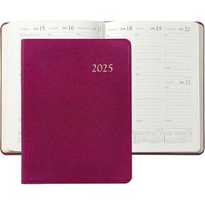 Graphic Image 2025 Desk Diary Agenda Appointment Book Planner, Genuine Goatskin Leather, 7x9" - Published and Bound in The USA