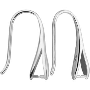 Beebeecraft 1 Box 2 Pairs Ear Wires Earring Hooks Rhodium Plated 925 Sterling Silver 18.5mm Earring Hooks with Pinch Bails for DIY Jewellery Making
